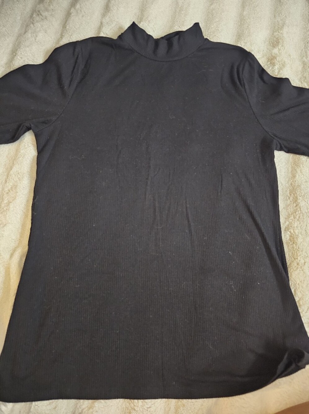 Black Short-Sleeve Mock Neck Shirt